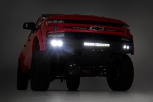 Chevrolet Silverado 1500 Front Bumper - Rough Country - High Clearance LED with Skid Plate - Flat Black - '19-'22 Chevrolet Silverado 1500 Front Bumper - Rough Country - High Clearance LED with Skid Plate - Flat Black - '19-'22